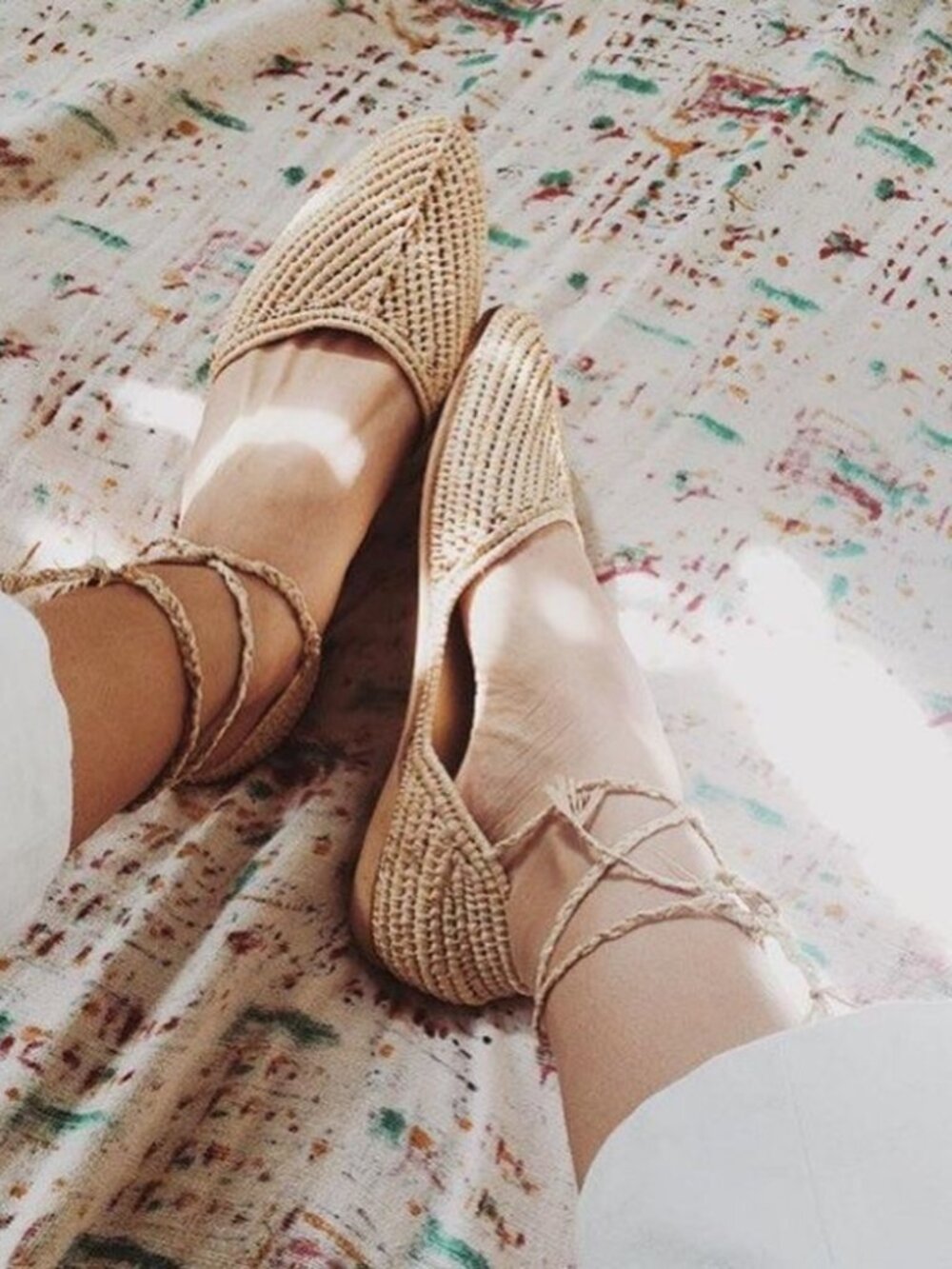 Proud Mary Raffia Moroccan Lace Up Sandals, size 8.5
